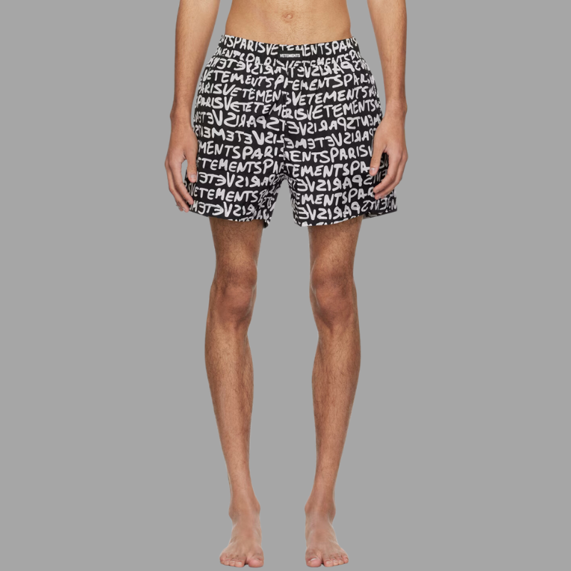 VETEMENTS Black Printed Swim Shorts