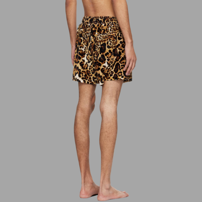 VETEMENTS Brown Leopard Swim Shorts