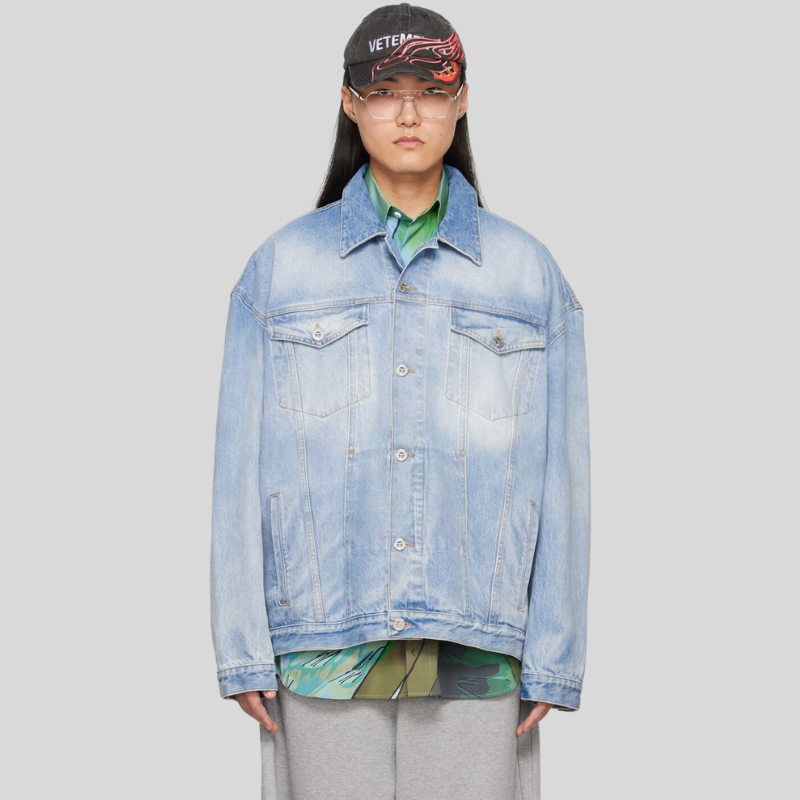 VETEMENTS Blue Embossed Denim Jacket