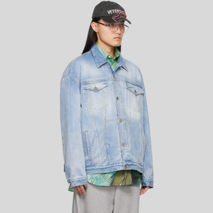 VETEMENTS Blue Embossed Denim Jacket