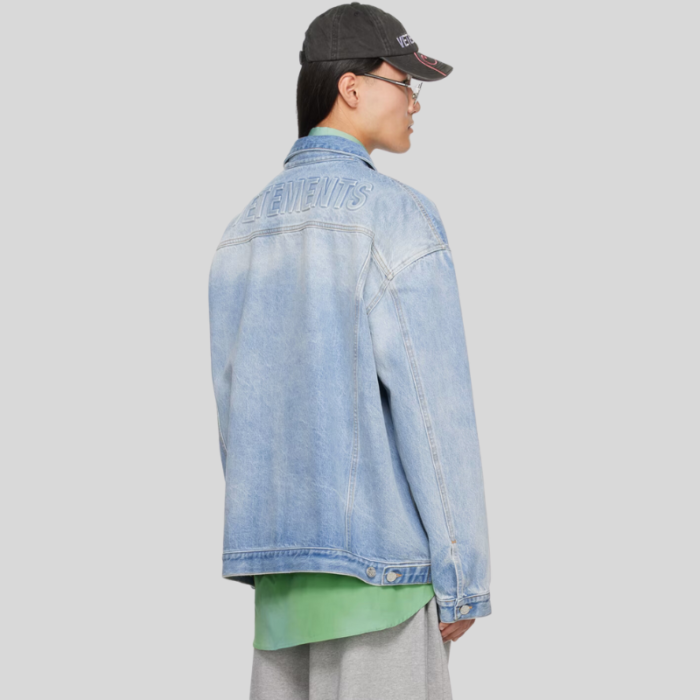 VETEMENTS Blue Embossed Denim Jacket