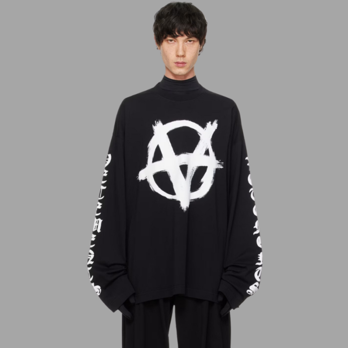 Black Double Anarchy Long Sleeve T-Shirt